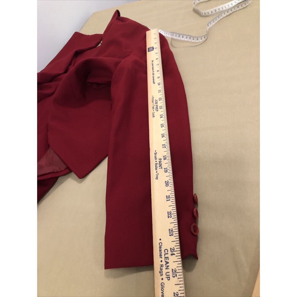 Morgan Miller 2 Pcs Skirt Suite Size 12 Red Long Sleeve 4 Button Lined Collared - Picture 12 of 14